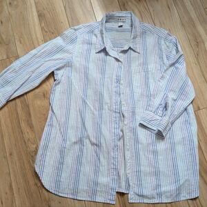 dā-sh Blue & Lavender Striped 100% Cotton Button Down Shirt - Large